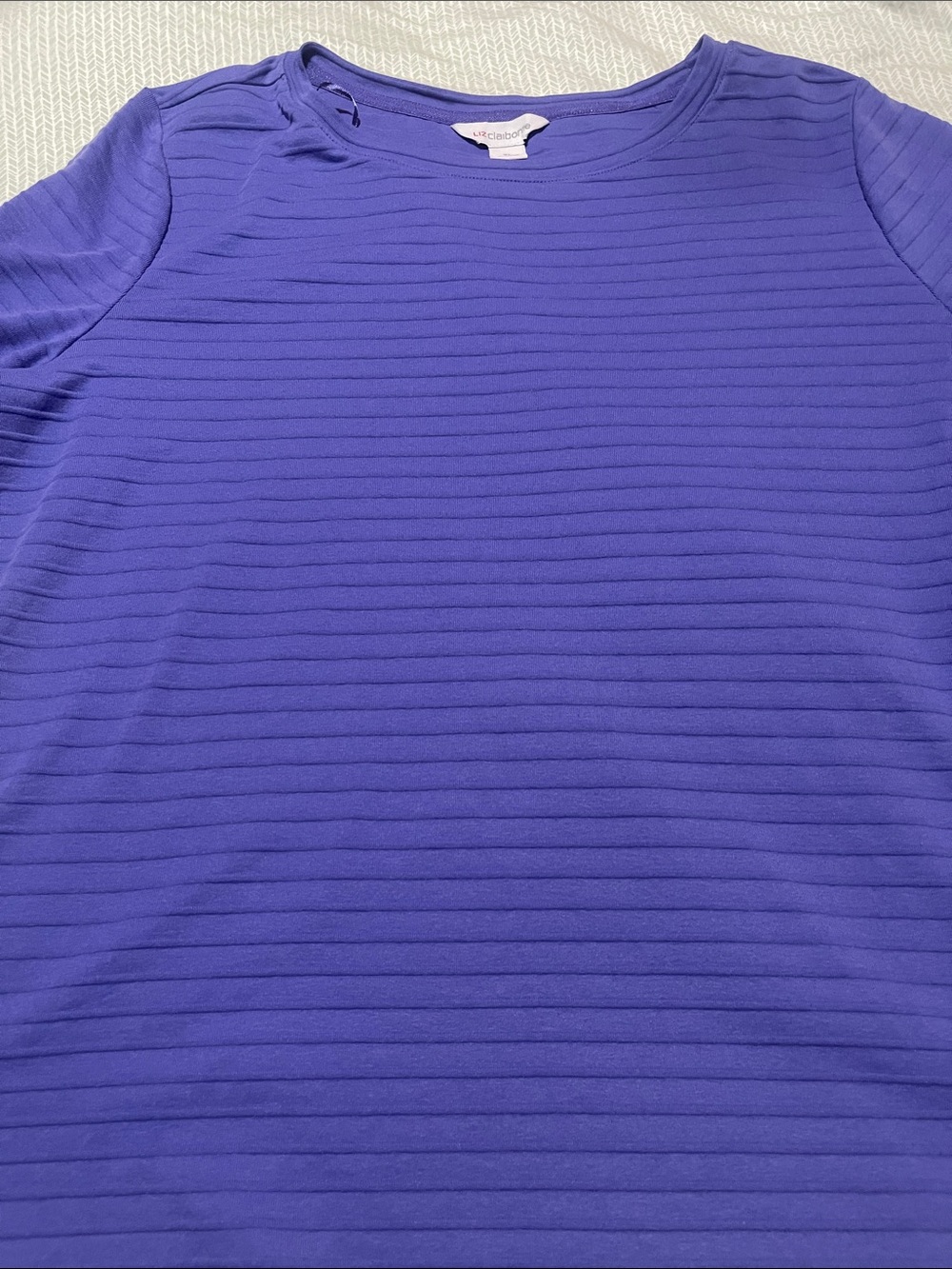 Liz Claiborne Women's Royal Purple Ribbed Short-Sleeve Top